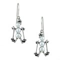 Silvermoon Sterling Silver Pearl Snowman with Ski Poles Earrings