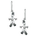 Silvermoon Sterling Silver Pearl Snowman with Snowshoes Earrings