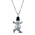 Silvermoon Sterling Silver Pearl and Onyx Snowman Necklace