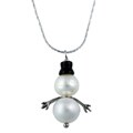 Silvermoon Sterling Silver Onyx Hat Pearl Snowman Necklace