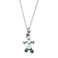 Silvermoon Sterling Silver FW Pearl Snowshoes Snowman Necklace (3-6 mm)