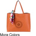 Mondani Perforated Scarf Tote Handbag