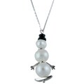 Silvermoon Sterling Silver Onyx Hat Pearl Snowman on Sled Necklace