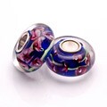 Bleek2Sheek Glass Blue, Pink and Green Flower Charm Beads (Set of 2)
