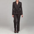 Tahari Women's Black/ White Belted Pant Suit
