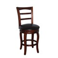 Walnut and Dark Brown Leather Swivel Barstool