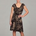 Sophia Christina Women's Black/ Tan Animal Print Dress