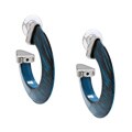 Alexa Starr Silvertone Teal Lucite Hoop Earrings