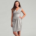 London Times Women's Steel Grey Pleated Dress