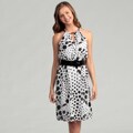 London Times Women's White/ Black Polka Dot Dress