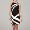 London Times Women's Black/ White Geometric Print Dress
