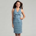 London Times Women's French Blue Pleated Dress
