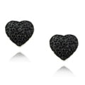 Sterling Silver 1/4ct TDW Black Diamond Heart Earrings