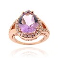 Glitzy Rocks Rose Gold over Silver Amethyst and Cubic Zirconia Ring