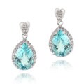 Glitzy Rocks Sterling Silver Blue Topaz and Cubic Zirconia Earrings