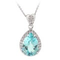 Glitzy Rocks Sterling Silver Blue Topaz and Cubic Zirconia Necklace