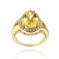 Glitzy Rocks 18k Yellow Gold over Silver Citrine and Cubic Zirconia Ring