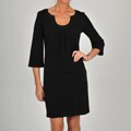 Glamour Women's Plus Size Black 3/4-length Sleeves Shift Dress