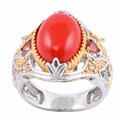Michael Valitutti Two-tone Coral, Garnet and White Sapphire Ring