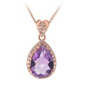 Glitzy Rocks Rose Gold over Silver Amethyst and Cubic Zirconia Necklace