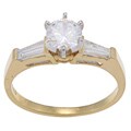 18k Yellow Gold CZ and 3/8ct TDW Diamond Engagement Ring (G-H, VS1-VS2)