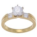 18k Yellow Gold CZ and 1/4ct TDW Diamond Engagement Ring (G-H, VS1-VS2)