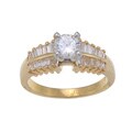 18k Yellow Gold Cubic Zirconia and 7/8ct TDW Diamond Ring (G-H, VS1-VS2)