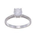 14k White Gold CZ and 1/3ct TDW Diamond Engagement Ring (G-H, VS1-VS2)