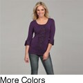 Kische Women's Beaded Ruffle 3/4-sleeve Top