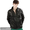 United Face Men's Textured Lambskin Leather Biker Jacket