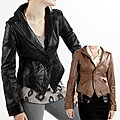 United Face Women's Textured Leather Blazer