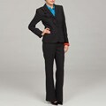 Tahari Women's Black Ruffled Three-button Suit