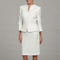 Tahari Women's White Front Button Skirt Suit