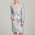 Tahari Women's Silver Belted Skirt Suit