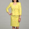 Tahari Women's Jacquard Lime/ White Skirt Suit