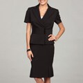 Tahari Women's Pinstripe Short-sleeve Jacket Skirt Suit