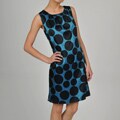 Apart Women's Turquoise/ Black Twiggy Dot Sheath Dress