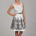 Cece's New York Women's White/ Black Stripe Abstract Dress