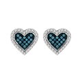 10K White Gold 1/4ct TDW Blue and White Diamond Heart Earring (H-I, I2)