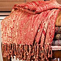 Royal Red and Gold Floral Woven Throw