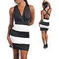 Stanzino Women's Plus Size Striped Halter Party Dress