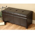 Warehouse of Tiffany Ariel Brown Faux Leather Storage Bench