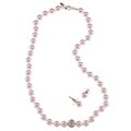 Roman Pink Faux Pearl and Crystal Earring and Necklace Set