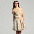 Cece's New York Women's Tan/ White Belted Dress
