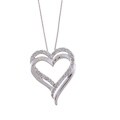 Sterling Silver 1/4 ct TW Diamond Heart Necklace (J-K, I3)