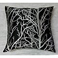 Silver Tree Black Ground Throw Pillow