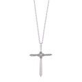 10k White Gold 1/10ct TW Diamond Cross Necklace (H-I, I2-I3)
