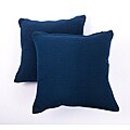 Dark Blue Ribbed Cotton Decorative Pillows (Set of 2)
