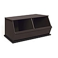 Two Bin Stackable Storage Cubby in Espresso