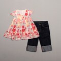 Calvin Klein Toddler Girl's Ruffle Top and Denim Pants Set